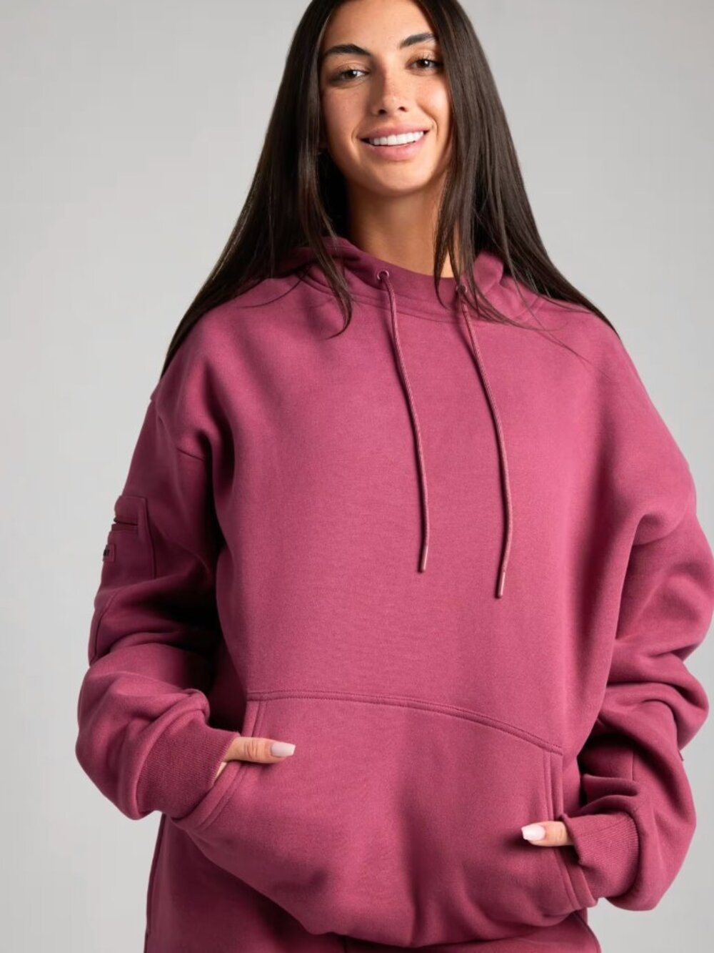 Comfrt - Airplane Mode Travel Zip Hoodie - Size L / Berry